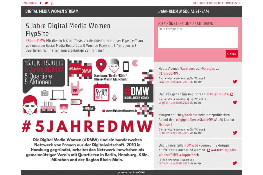 Tweetwall 5Jahre dmw