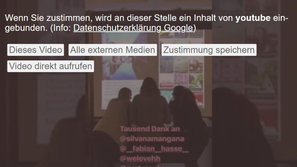 Social-Wall Consent für das Laden von Youtube-Videos.